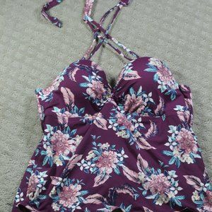 Ambrielle Plum Floral Swim Tankini Top